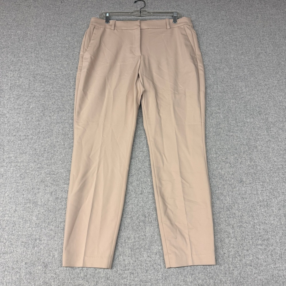 H&M Slacks Regular Waist Ankle Length Pants Size 14 Beige Elastic Waist Pockets